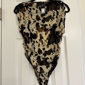 Fashion Nova Brown Combo Bodysuit